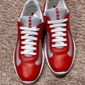 Prada Men's Red Americas cup Sneakers